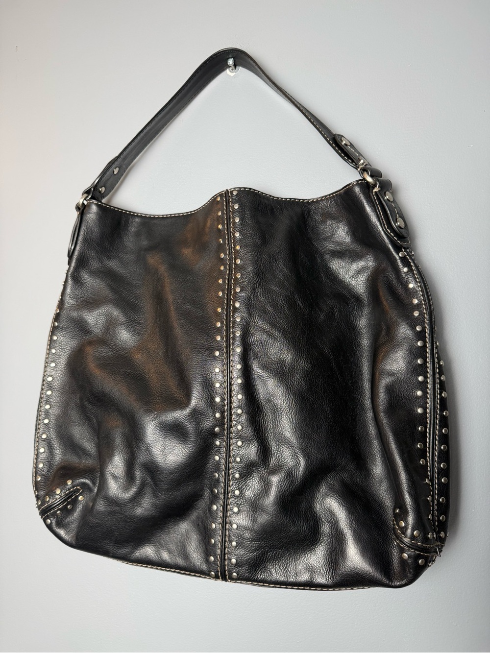 Michael Kors Black Leather & Studded Moto Hobo Bag 🖤